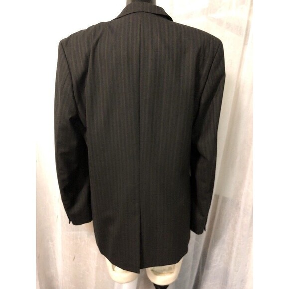 Hugo Boss Men's Blazer Black Brown Stripe Pure Wool Fully Lined Size 40R - Picture 6 of 12